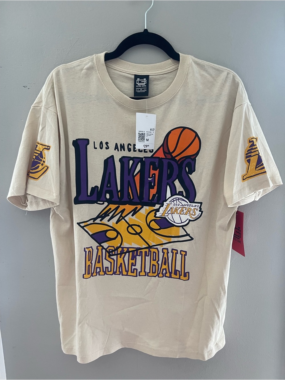 Los Angeles Lakers Graphic T-Shirt - Cream with Purple & Gold